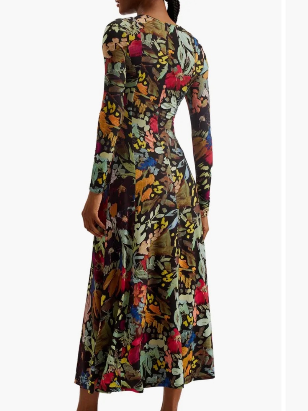 Like New Ted Baker Floral Long-Sleeve Midi Dress in Multi Size 3 - Picture 2 of 7